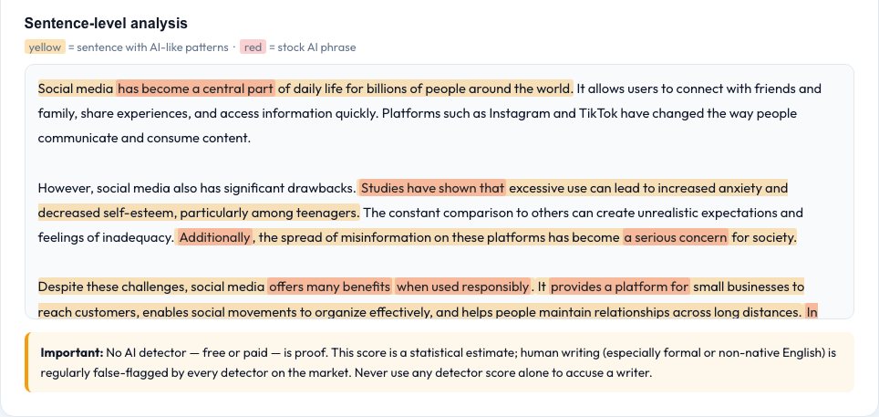 Step 2 — AI Text Detector result