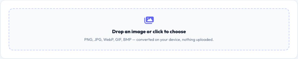 Screenshot of the free Image Format Converter (PNG, JPG, WebP, GIF, BMP) tool on AZRS QuickFix