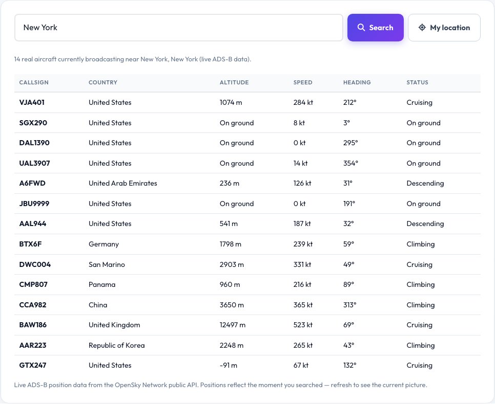 Step 1 — starting Live Aircraft Tracker Near You on AZRS QuickFix