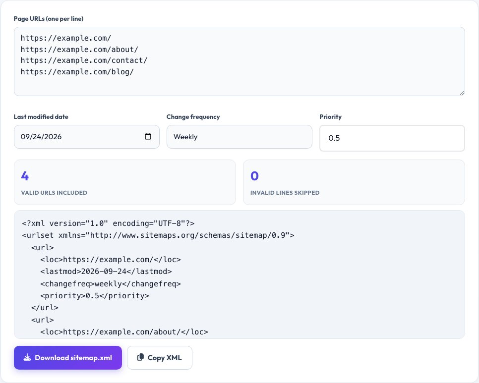 Step 1 — starting XML Sitemap Generator on AZRS QuickFix